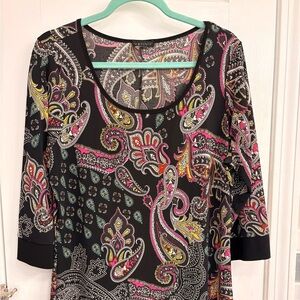 VENUS Black and Pink Paisley Dress